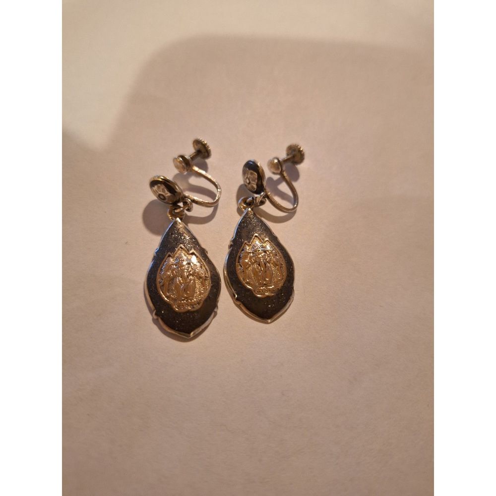 Vintage Screw Back Earrings Elephant Siam Sterling 925